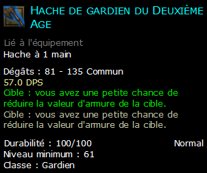 Hache de gardien du Deuxième Age