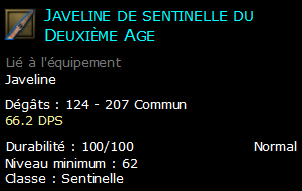 Javeline de sentinelle du Deuxième Age