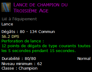 Lance de champion du Troisième Age