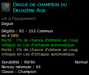 Dague de champion du Deuxième Age