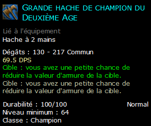 Grande hache de champion du Deuxième Age