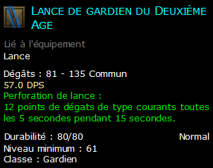 Lance de gardien du Deuxième Age