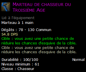 Marteau de chasseur du Troisième Age