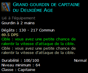 Grand gourdin de capitaine du Deuxième Age