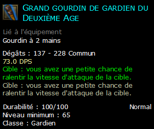 Grand gourdin de gardien du Deuxième Age