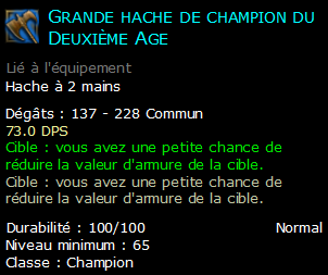 Grande hache de champion du Deuxième Age