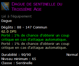 Dague de sentinelle du Troisième Age