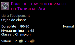 Rune de champion ouvragée du Troisième Age