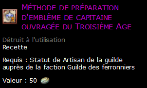 Méthode de préparation d'emblème de capitaine ouvragée du Troisième Age