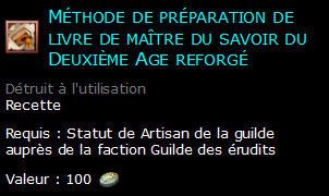 Méthode de préparation de livre de maître du savoir du Deuxième Age reforgé