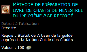 Méthode de préparation de livre de chants de ménestrel du Deuxième Age reforgé