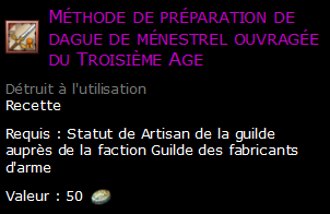 Méthode de préparation de dague de ménestrel ouvragée du Troisième Age