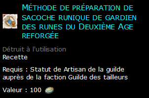 Méthode de préparation de sacoche runique de gardien des runes du Deuxième Age reforgée