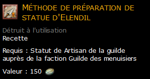 Méthode de préparation de statue d'Elendil