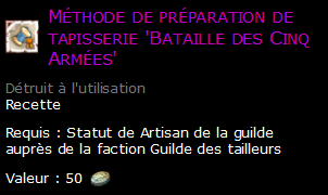 Méthode de préparation de tapisserie 'Bataille des Cinq Armées'