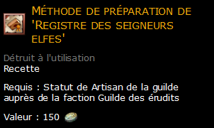 Méthode de préparation de 'Registre des seigneurs elfes'