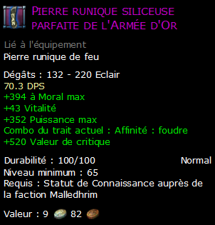 Pierre runique siliceuse parfaite de l'Armée d'Or
