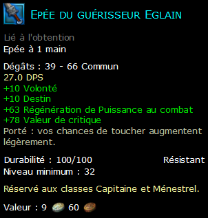 Epée du guérisseur Eglain