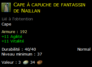 Cape à capuche de fantassin de Naillan