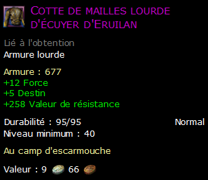 Cotte de mailles lourde d'écuyer d'Eruilan