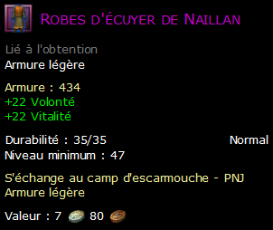 Robes d'écuyer de Naillan