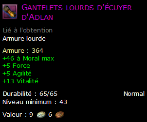 Gantelets lourds d'écuyer d'Adlan