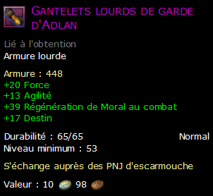 Gantelets lourds de garde d'Adlan