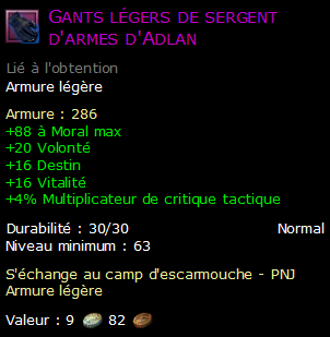 Gants légers de sergent d'armes d'Adlan