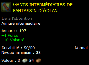 Gants intermédiaires de fantassin d'Adlan