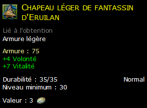 Chapeau léger de fantassin d'Eruilan