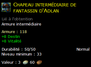 Chapeau intermédiaire de fantassin d'Adlan