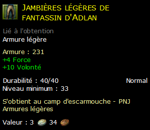 Jambières légères de fantassin d'Adlan