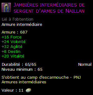 Jambières intermédiaires de sergent d'armes de Naillan