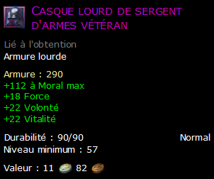 Casque lourd de sergent d'armes vétéran