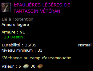 Epaulières légères de fantassin vétéran