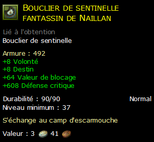 Bouclier de sentinelle fantassin de Naillan