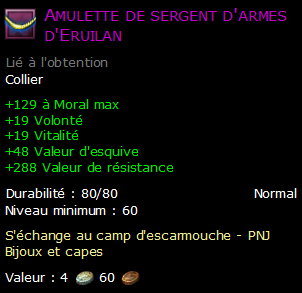 Amulette de sergent d'armes d'Eruilan