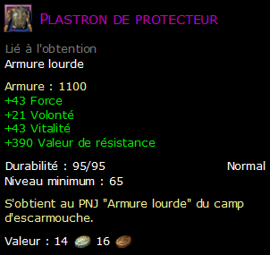 Plastron de protecteur