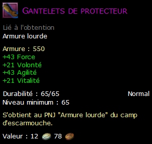 Gantelets de protecteur