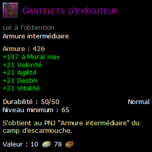 Gantelets d'exécuteur