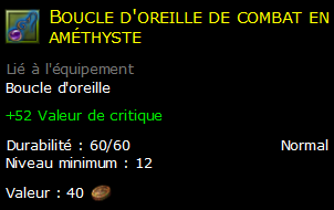 Boucle d'oreille de combat en améthyste