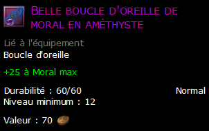 Belle boucle d'oreille de moral en améthyste