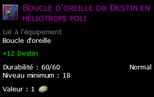 Boucle d'oreille du Destin en héliotrope poli