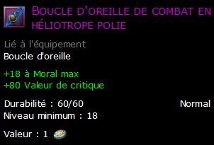 Boucle d'oreille de combat en héliotrope polie