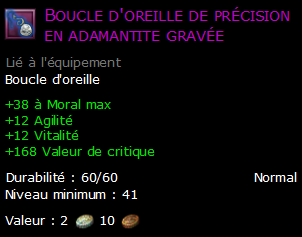 Boucle d'oreille de précision en adamantite gravée