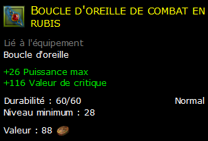 Boucle d'oreille de combat en rubis