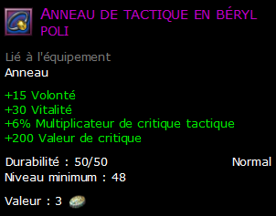 Anneau de tactique en béryl poli