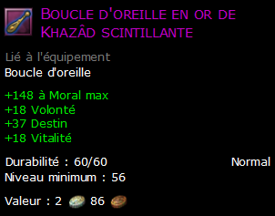 Boucle d'oreille en or de Khazâd scintillante