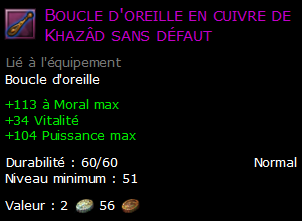 Boucle d'oreille en cuivre de Khazâd sans défaut