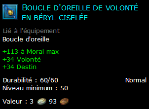 Boucle d'oreille de volonté en béryl ciselée